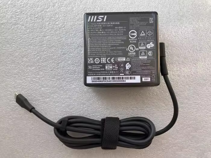MSI A21-100P1A 20V 5A USB Type-C A100AP05P P14 P15 A12 E16 MS-16S8 Charger 100W