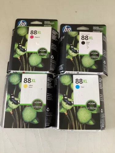 4 X New Genuine HP 88XL High Yield combo inkjet cartridges Black / Magenta