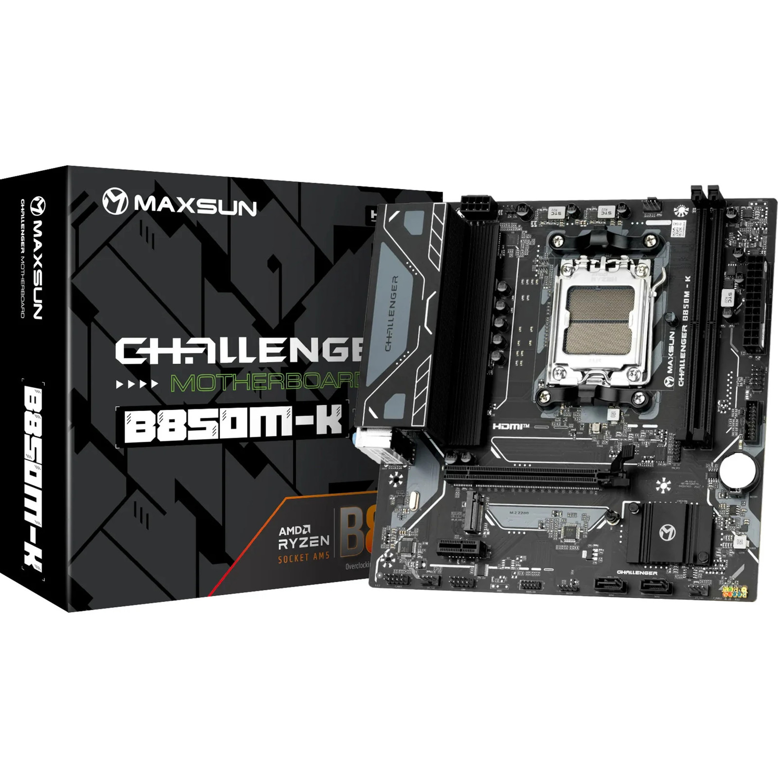 MAXSUN MS-CHALLENGER B850M-K SOCKET AM5 MODERBOARD (ZWART, RAID,