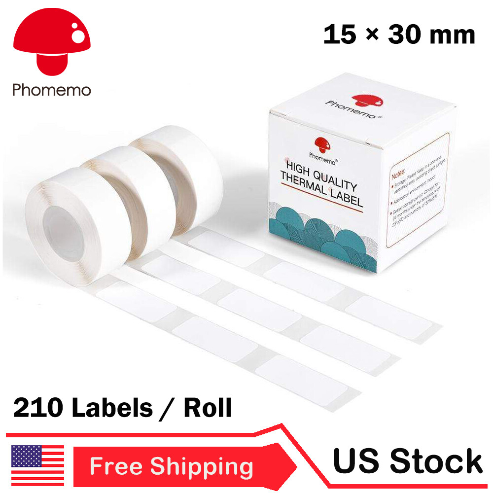 3 Rolls White Square Sticker Thermal Paper 15 x 30 mm Label for Phomemo D30