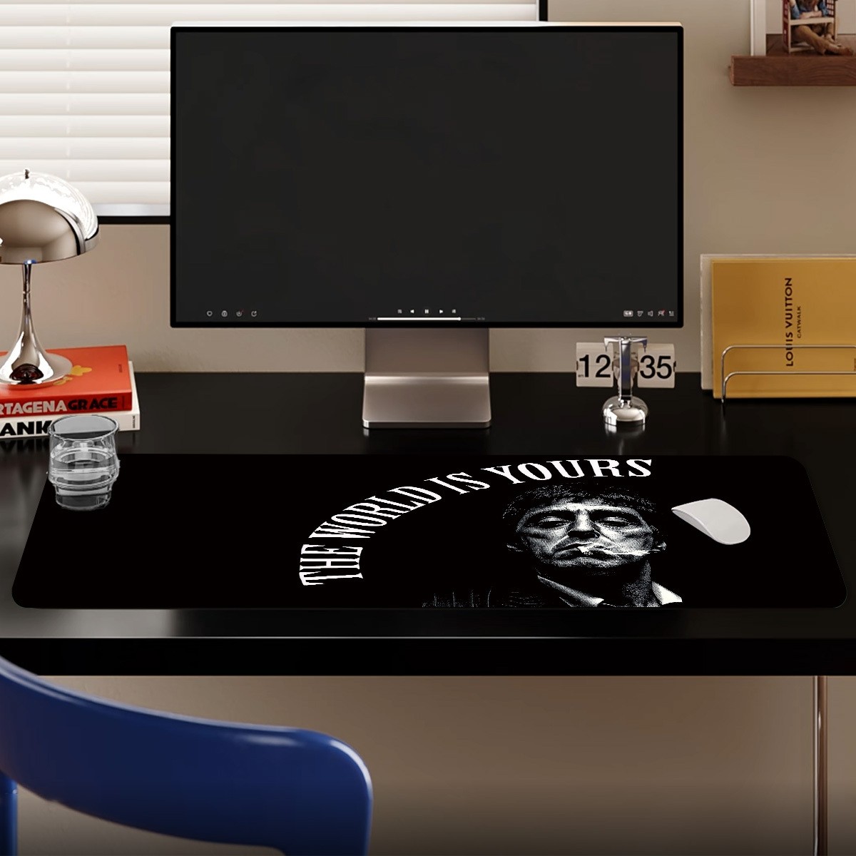 1pc Extended Gaming Mouse Pad and PC Desktop Keyboard Mat - Dark-toned Charact