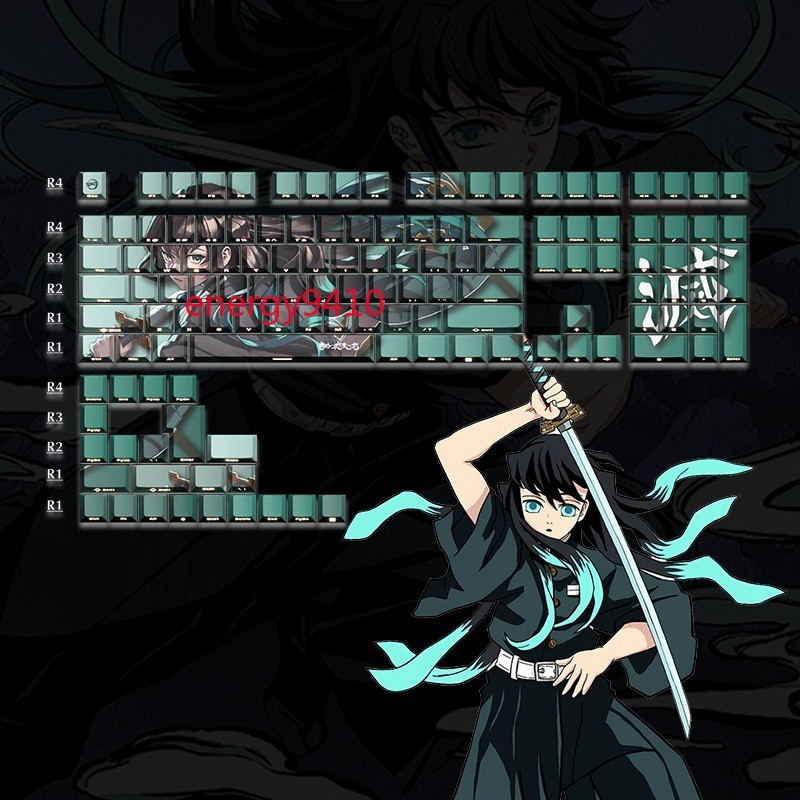 Demon Slayer Tokitou Muichirou 131 Keycap Side Engraved PBT Cherry MX For Keypad