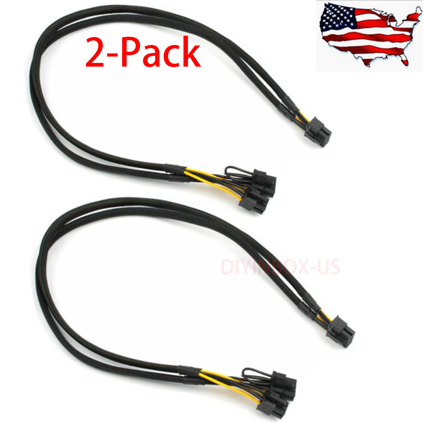 2-Pack HP 10pin to 6pin + 8pin Power Adapter PCIE Cable DL380 G8 G9 and GPU 50cm