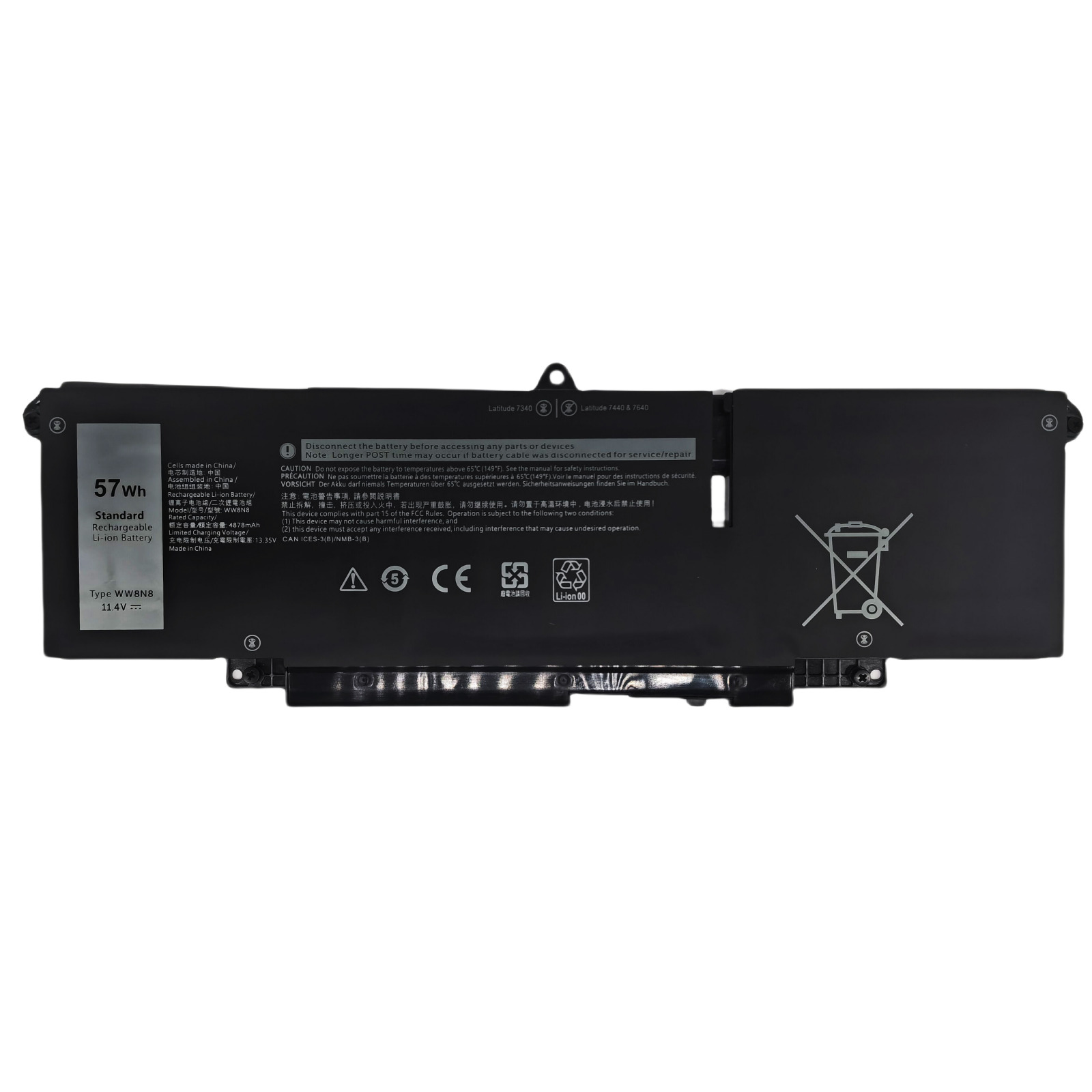 New WW8N8 57Wh Battery for Dell Latitude 7340 7440 7640 Series Notebook 047T0