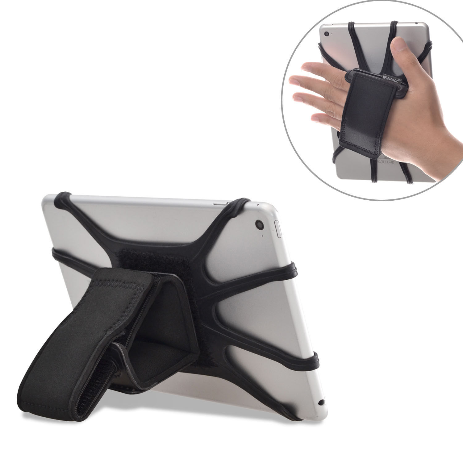 Padded Hand Strap with Detachable Silicon Holding Net for 7-10.5 Inch Tablet