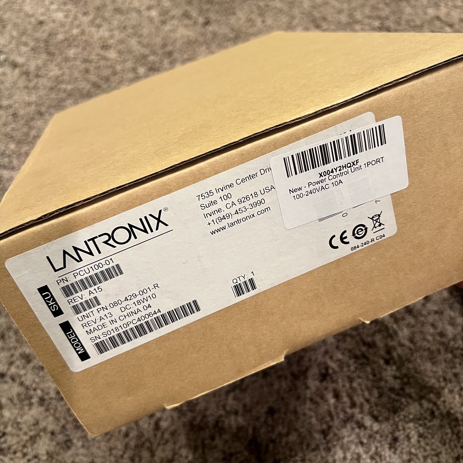 Lantronix PCU100-01 Single Port Power Control Unit / 080-429-001-R  - BRAND NEW