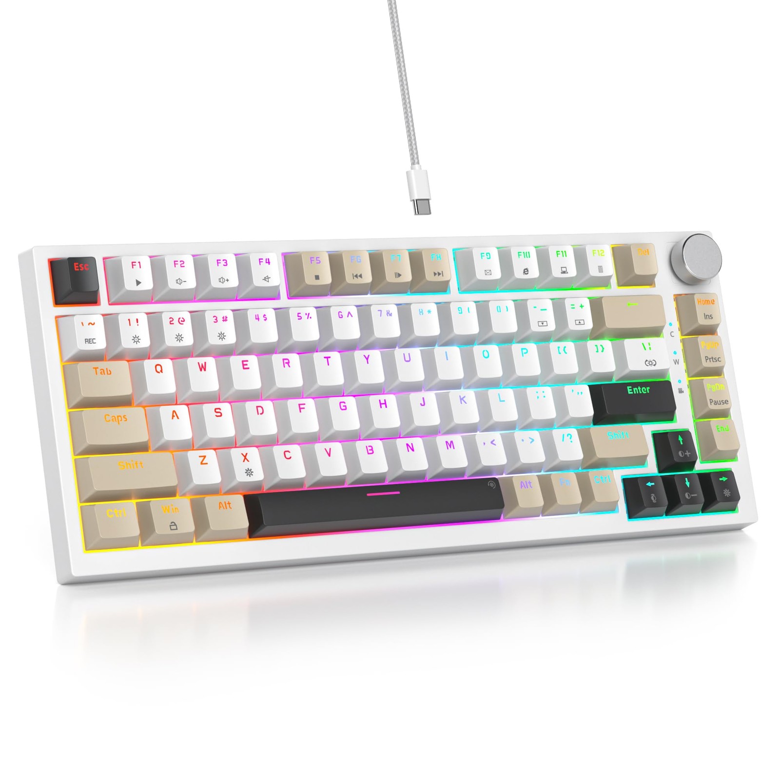 SbocKeeb 75 Percent Keyboard Gasket-Mounted with Sound Absorbing Pads, 82-Key...