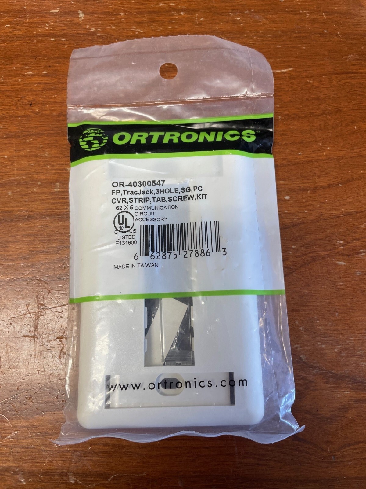 Ortronics OR-40300547, 3-Port, TracJack, Faceplate - Fog White - Lot of 2