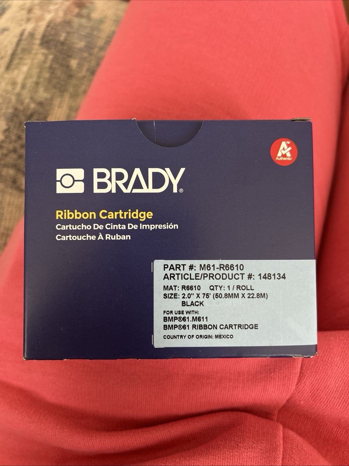 Brady Ribbon Cartridge [M61-R4310] For BMP61, M611 Printers, 2" W x 75' L, Black