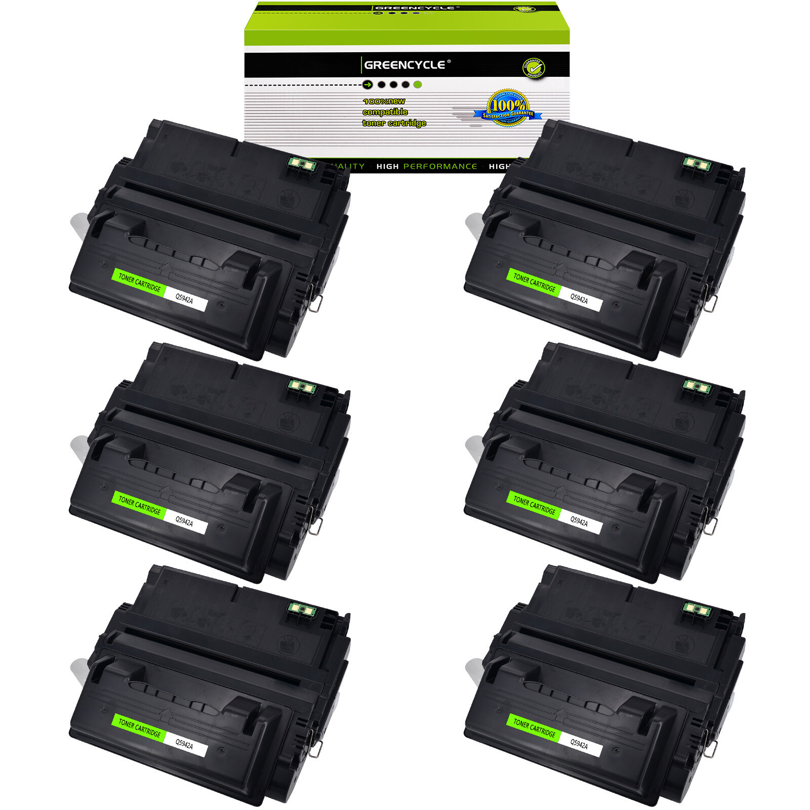 GREENCYCLE 6PK Q5942A 42A Toner Compatible with HP LaserJet 4350 4350dtn 4350tn