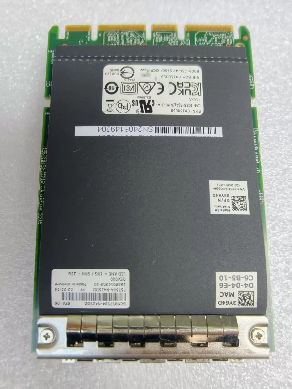Dell Broadcom 57504 10/25GbE SFP28 Four Port Network Card OCP 3.0 03Y64D