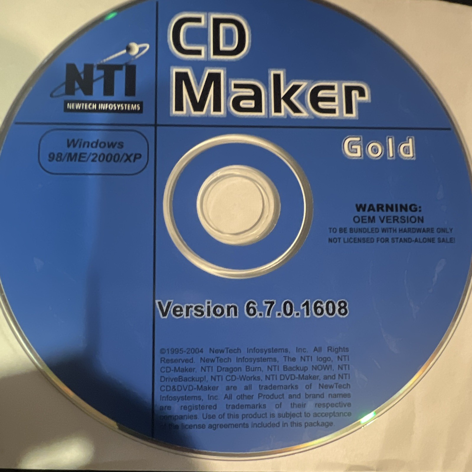 NTI CD Maker Gold v6.7.0.1608 CD-ROM OEM for Windows 98/ME/2000/XP