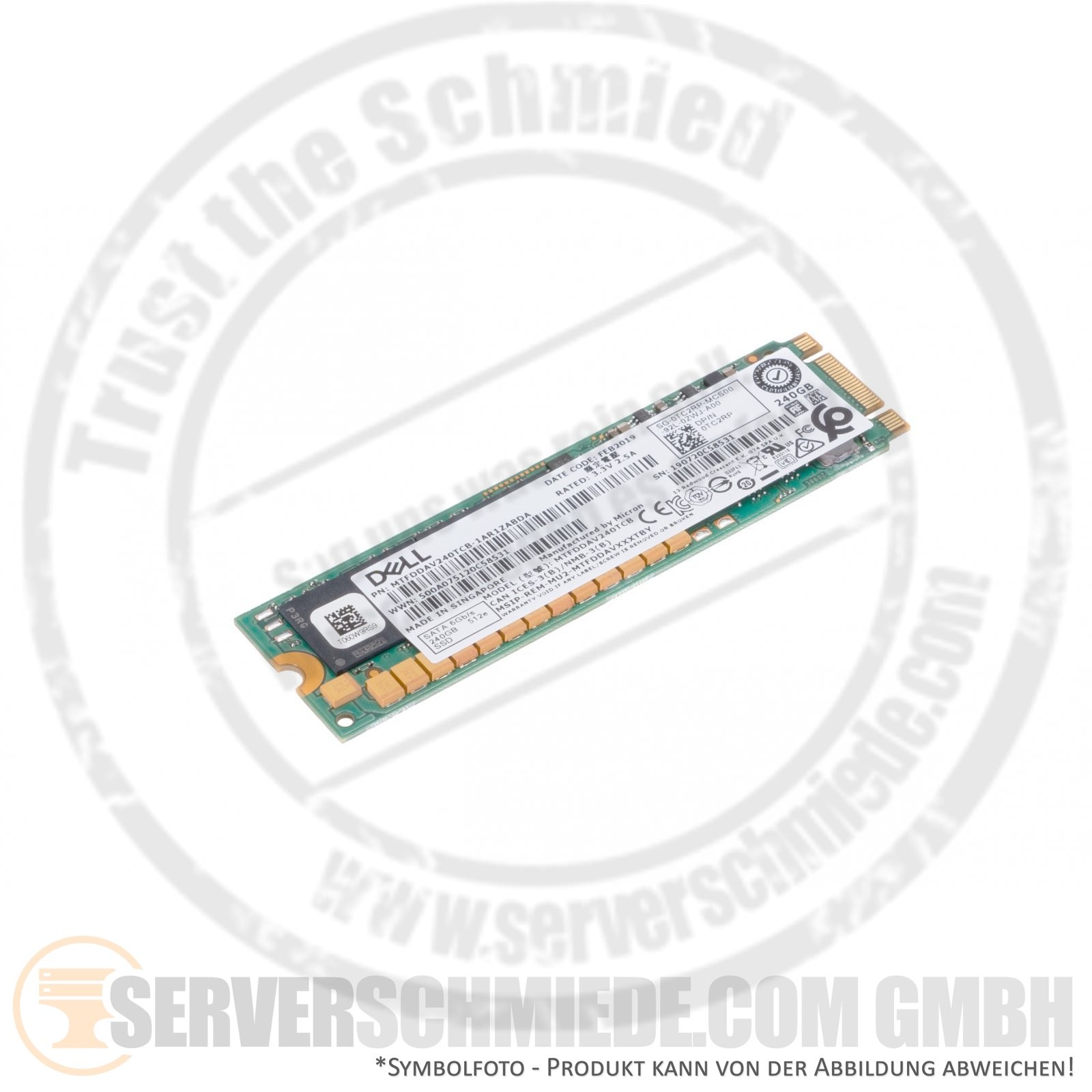 Dell BOSS M.2 240GB SATA SSD 0TC2RP Micron MTFDDAV240TCB-1AR1ZABDA Enterprise 24