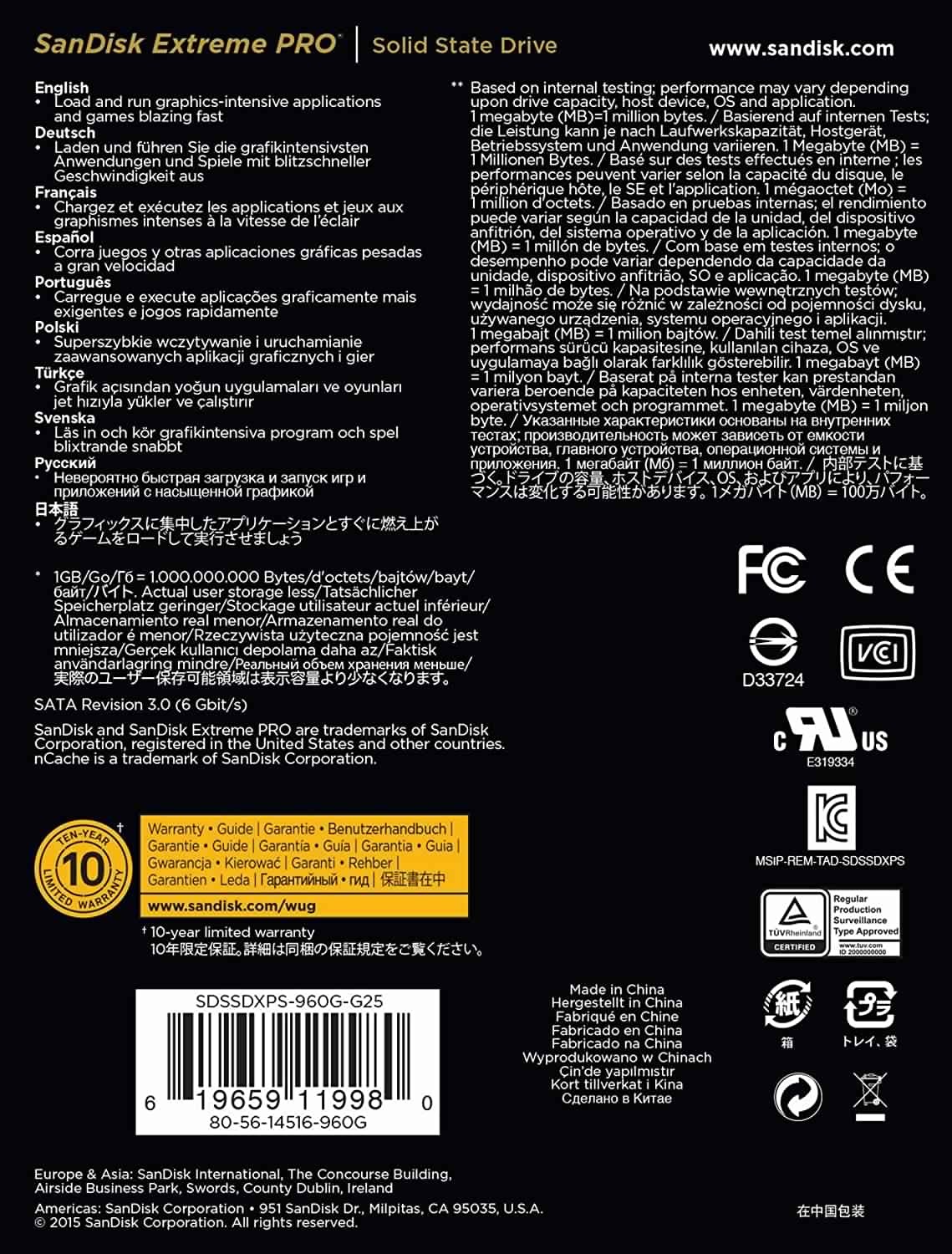 SanDisk 960GB Extreme Pro Solid State Drive SDSSDXPS-960G-G25 SSD