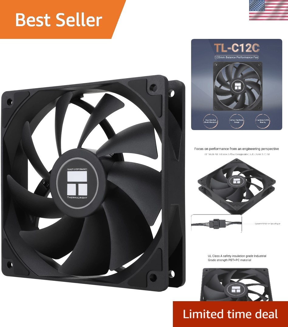Efficient Airflow 120mm CPU Case Fan - 0.5dB Noise Level and Durable Bearings