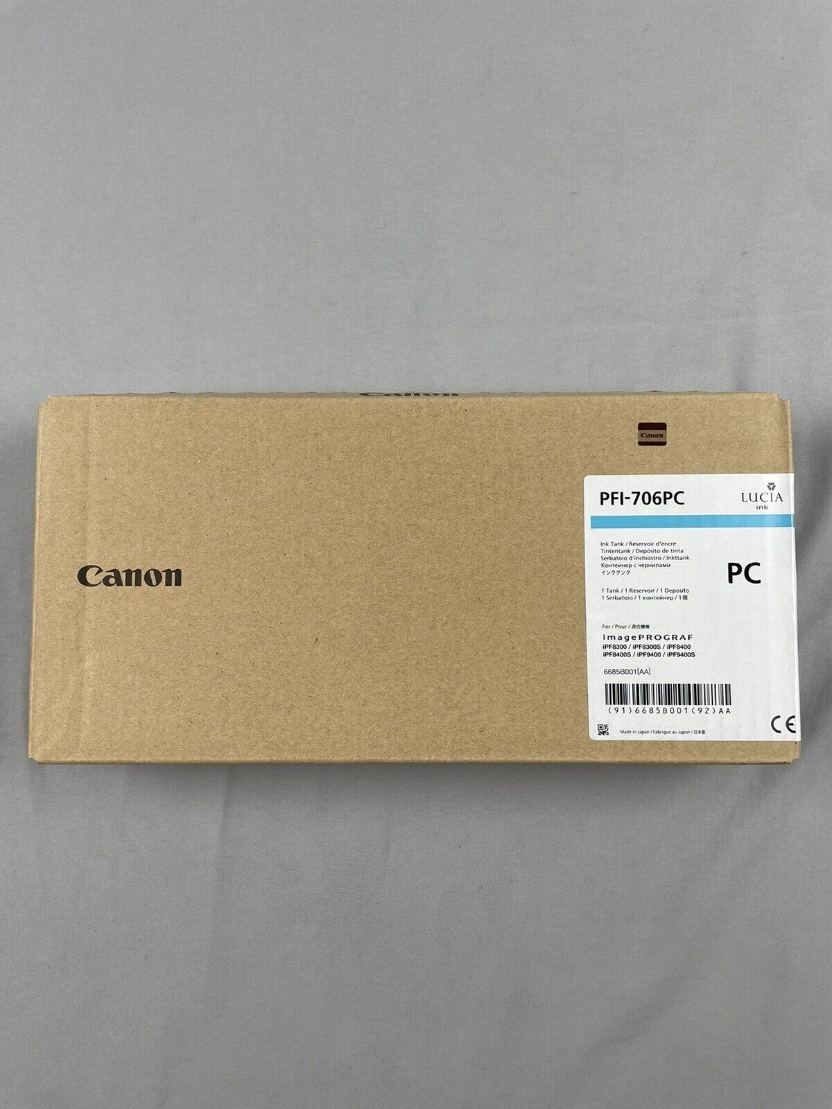Genuine Canon PFI-706PC Photo Cyan Ink Tank imagePrograf 700 mL BRAND NEW SEALED