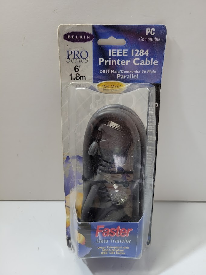 Belkin Pro Series Printer Cable IEEE I284 DB25 Male/36 Male PC Compatible NEW 6’