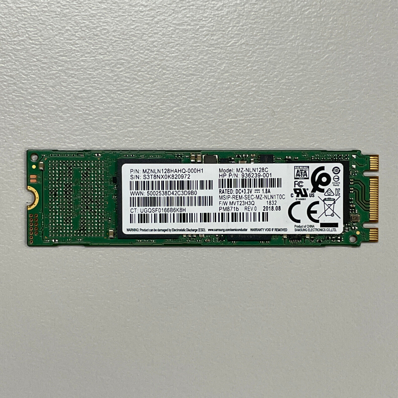 Samsung PM871b 128GB M.2 2280 PCIe NVMe 2.0 SSD MZ-NLN128C MZNLN128HAHQ-000H1