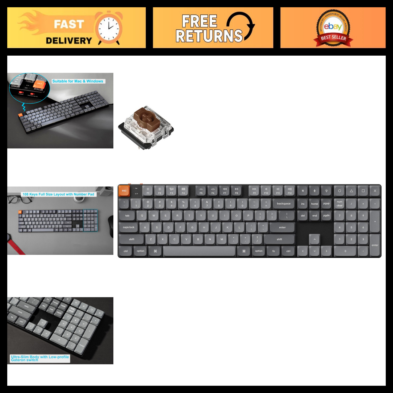 Ultra-Slim Wireless Mechanical Keyboard, QMK/VIA Programmable, RGB Backlight, Lo