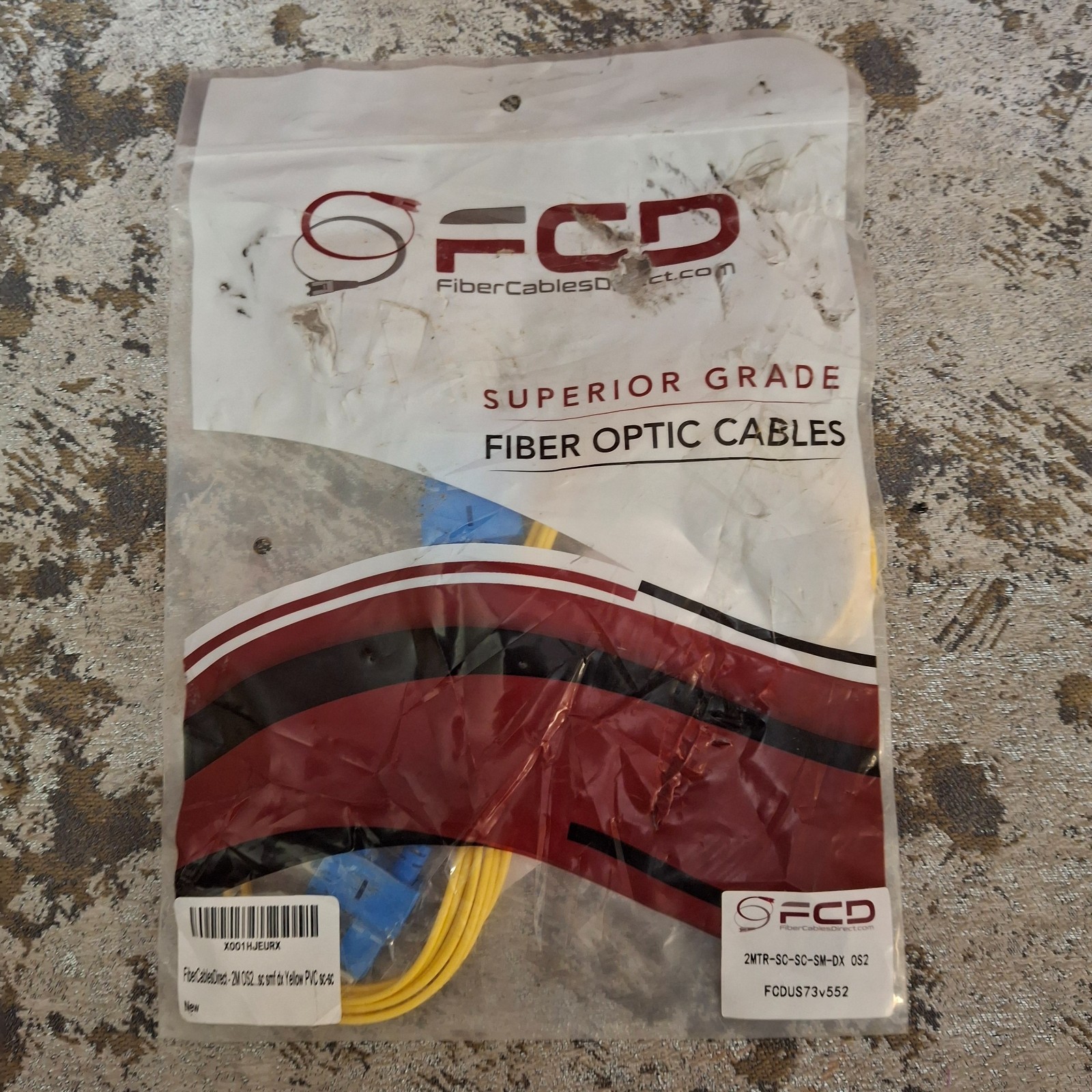 FCD Fiber Optic Patch Cable 2M OS2 SC to SC Duplex 9/125 Single Mode Jumper