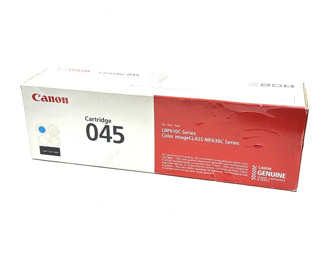 Canon 045 Cyan Blue Color Laser Printer Toner Cartridge Ink, Genuine OEM