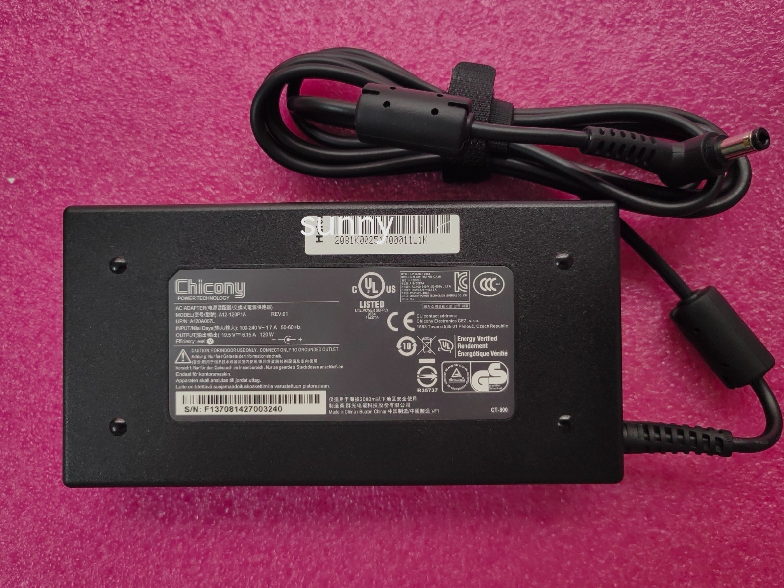 For MSI Cubi NUC AI 1UMG-014US MS-B209 Chicony 19.5V 6.15A 120W Original Adapter