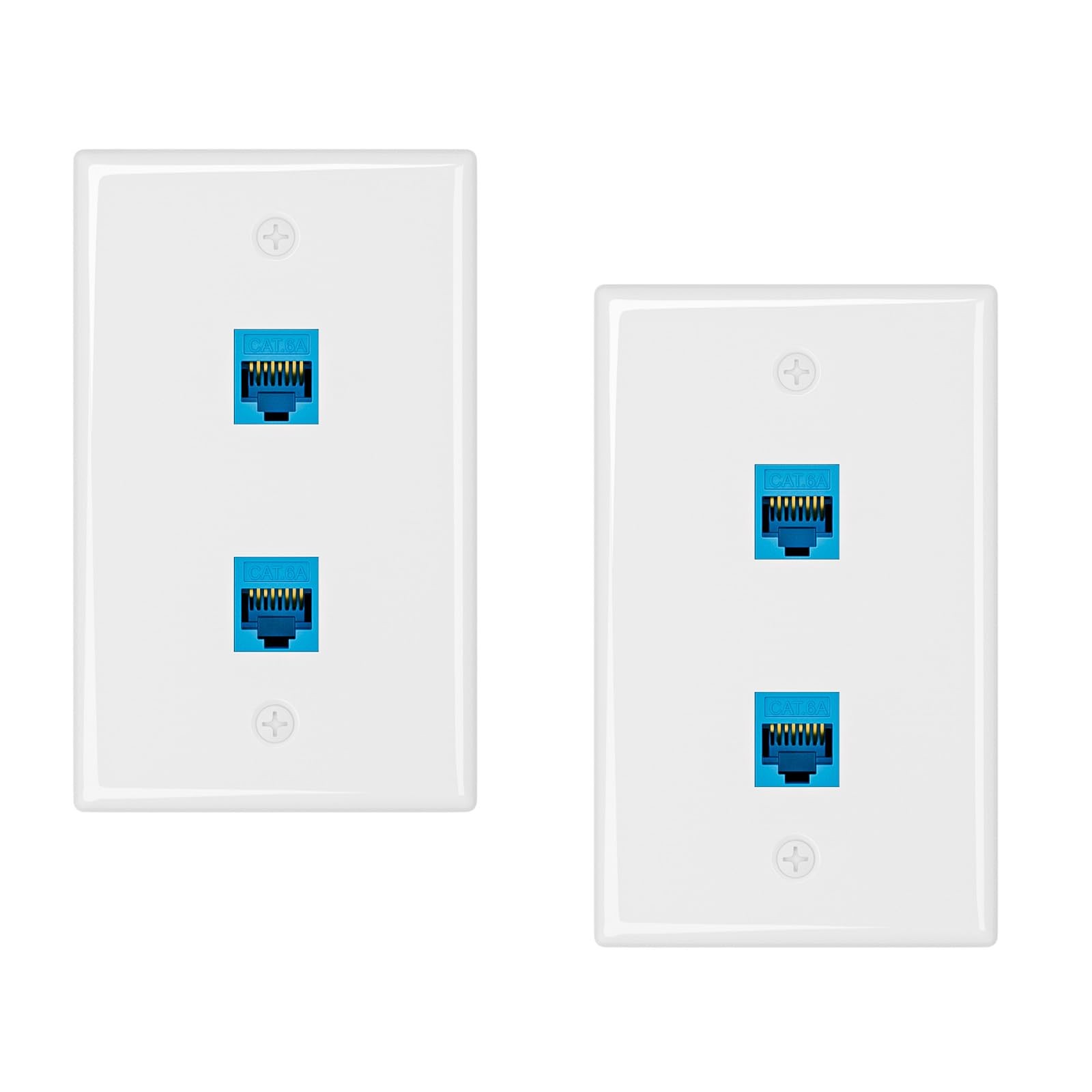 iwillink 2-Pack Cat6A Ethernet Wall Plate, 2-Port RJ45 Wall Plate, Blue | 2-P...