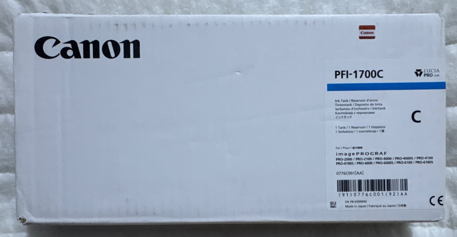 Canon PFI-1700C Cyan Ink 700ml 0776C001 For Pro Series OEM Sealed Box Exp 2029
