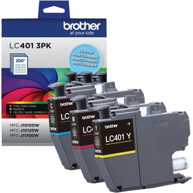Brother LC401 3 Pack Cyan/Magenta/Yellow Ink Cartridges SEALED EXP 3/26+