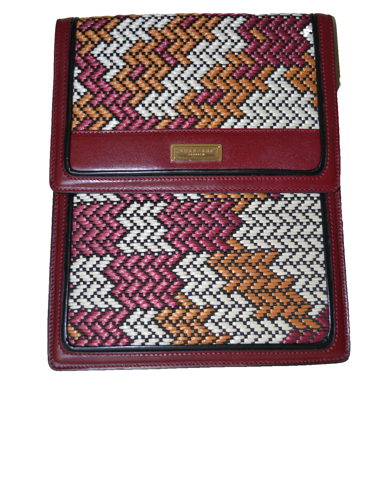 NWT BURBERRY $595 RAFFIA CHECK LEATHER TRIM TABLET iPAD SLEEVE COVER CASE ITALY