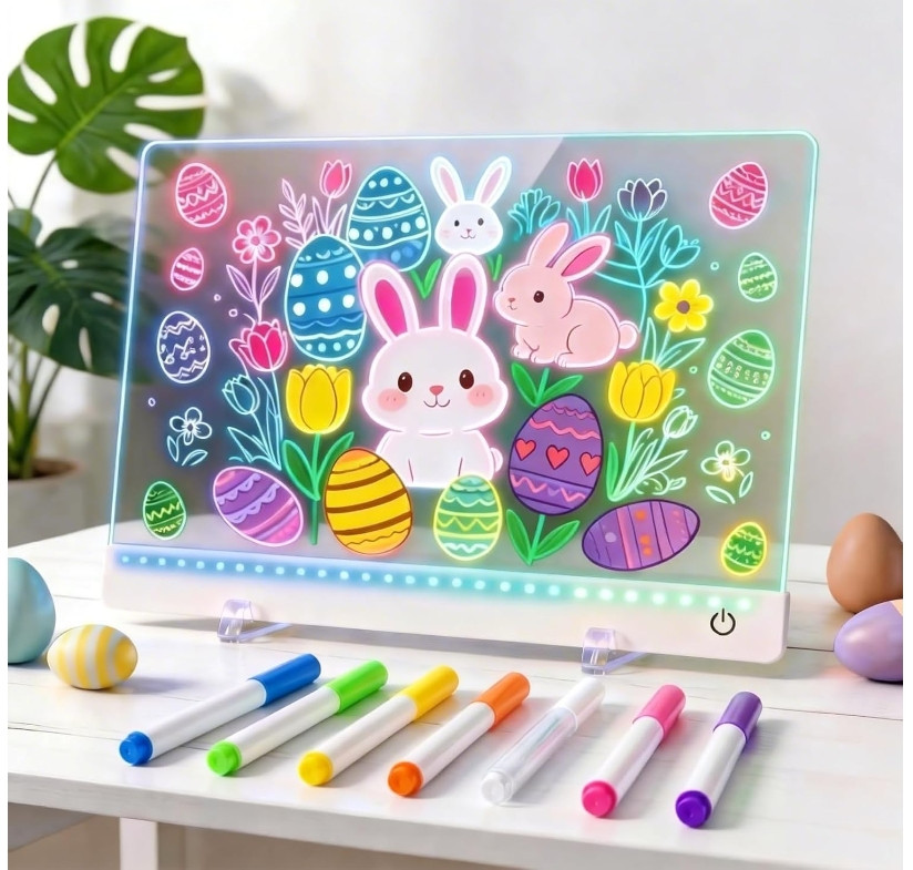 Rechargeable LED Drawing Board for Kids – 12‘’*8‘’ 11 Colors Light Up 
