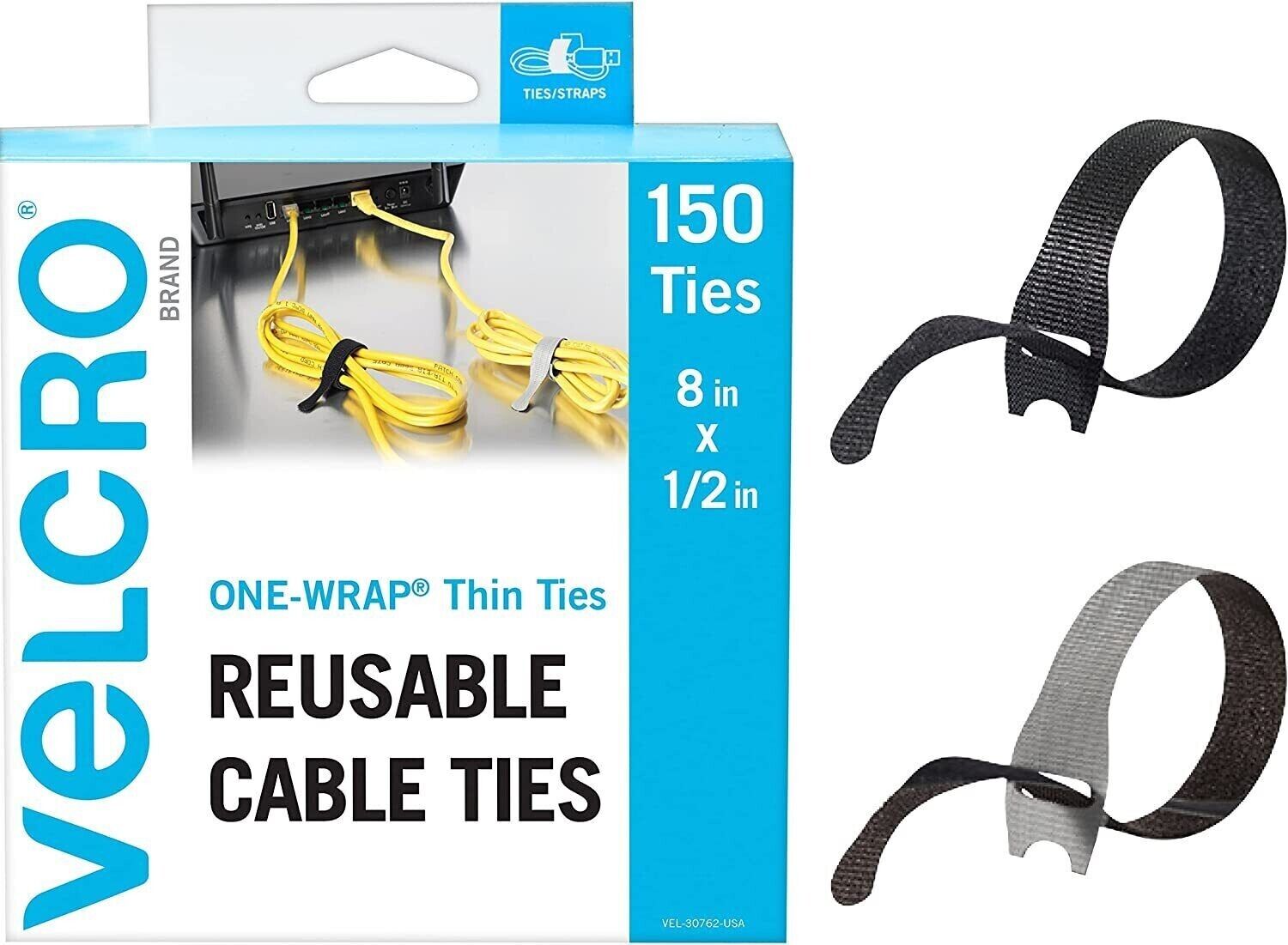 150 Ties Cable Cord Wraps Reusable Straps 8\