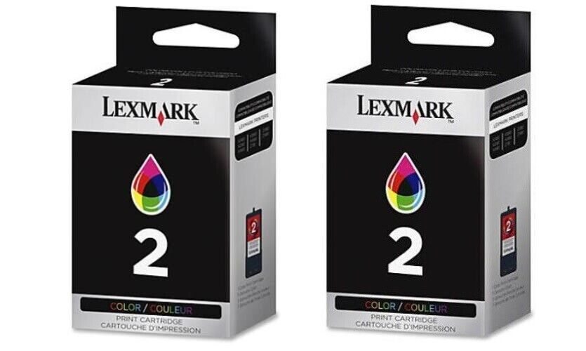 2 New Genuine SEALED BAG Lexmark 2 Inkjet Cartridges 18C0190