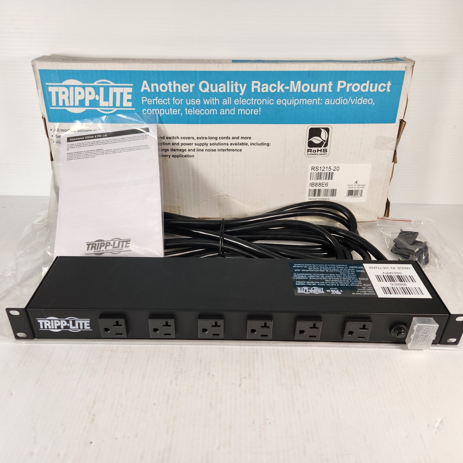 Tripp Lite RS1215-20 1U Rack Mount Power Strip 6 Outlets 20A New Open Box