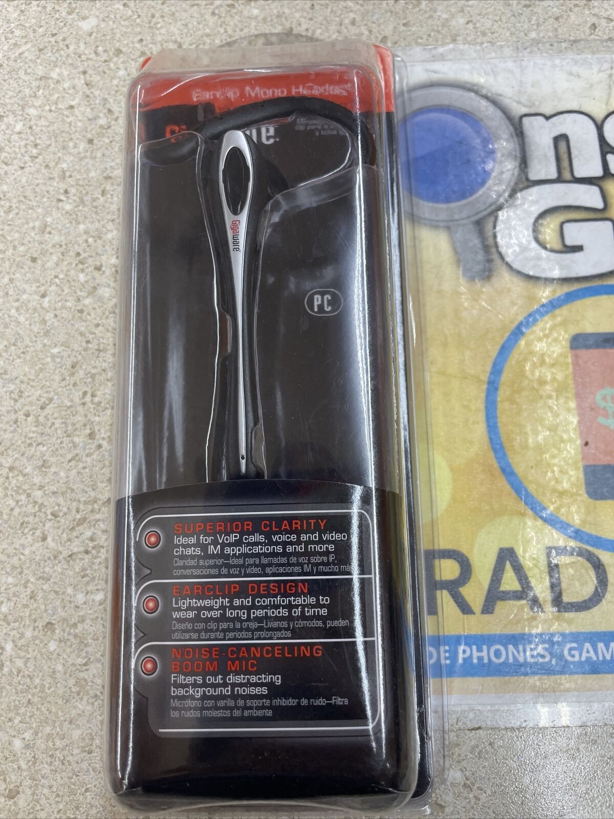 Gigaware Radioshack Earclip Mono Headset 43-217
