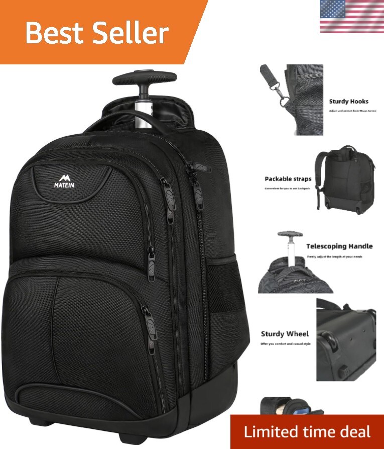 Versatile 17-Inch Wheeled Backpack Trolley Suitcase for College and Business