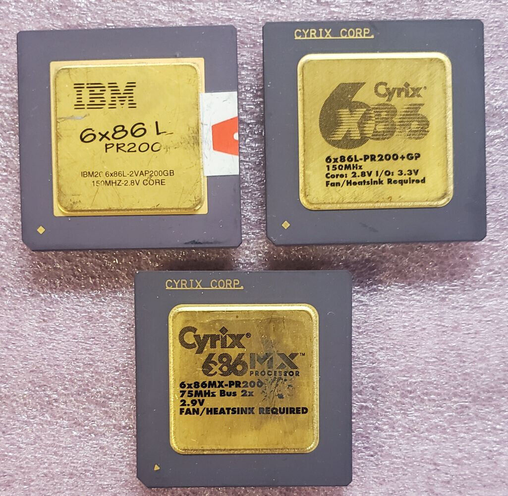 Lot of 3 different vintage Cyrix 6x86 PR200 CPU chips 150MHz socket 7 processors