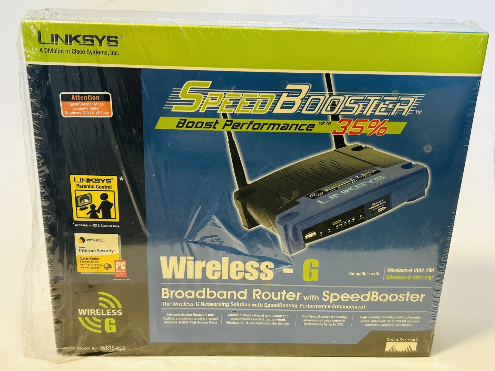 LINKSYS  WIRELESS-G Broadband Router w/ Speed Booster WRT54GS, 2005, New Sealed