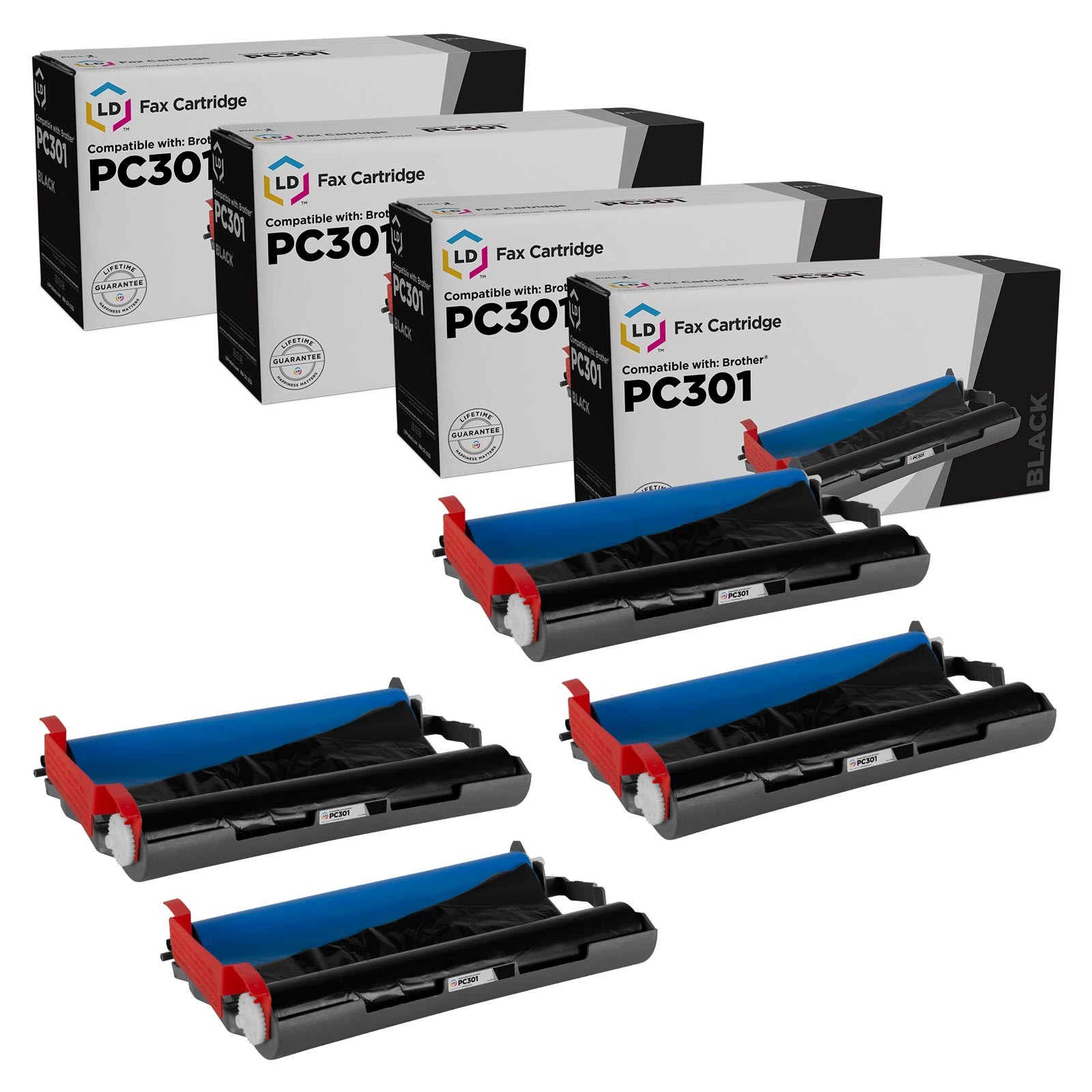 LD Compatible PC301 Set of 4 Fax With Roll for Brother 750 770 775 870 MFC-970MC