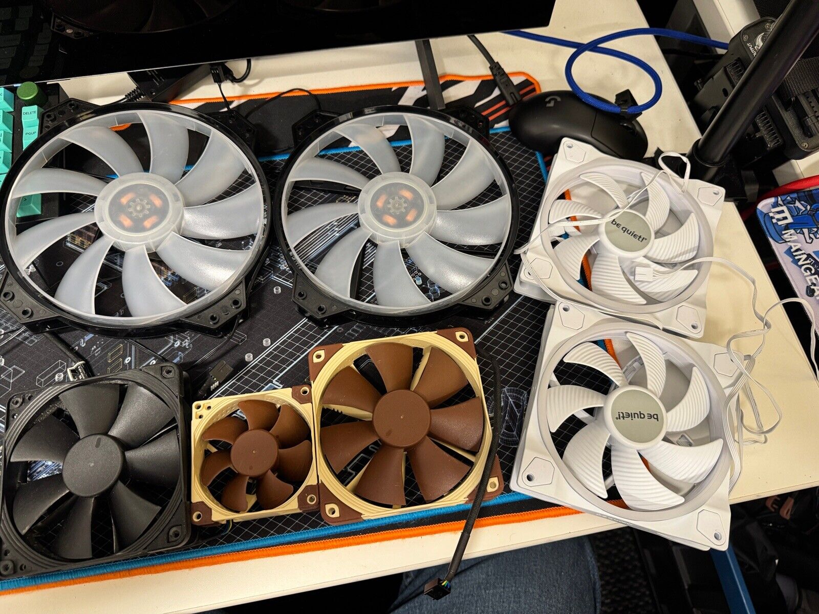 Lot Of 8 Pc Fans, Noctua, Be Quiet And Cooler Master 120mm, 140mm, 200mm