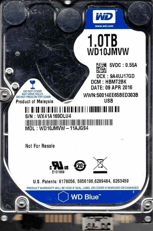WD10JMVW-11AJGS4 DCM: HBMT2BK WX41A APR 2016 Western Digital 1TB