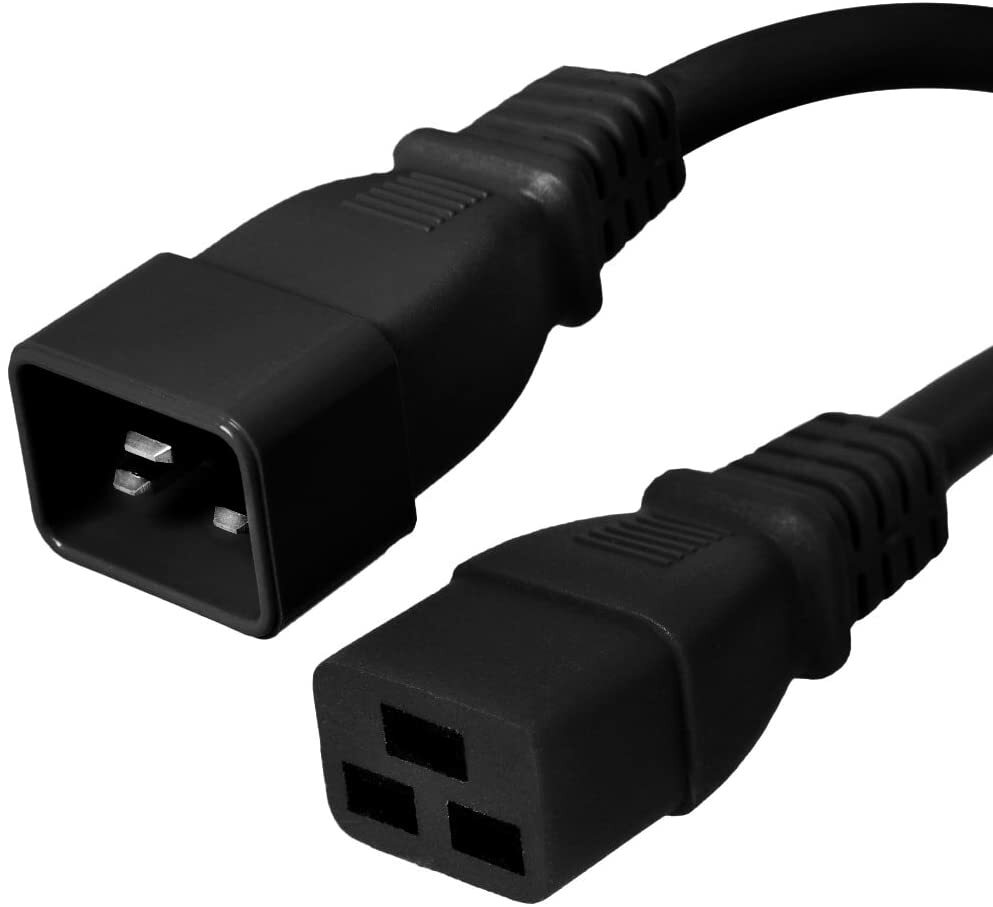 15 PACK LOT 2ft IEC C20 - C19 Black Power Cord 12AWG 20A/2500W 100-250V 0.6M