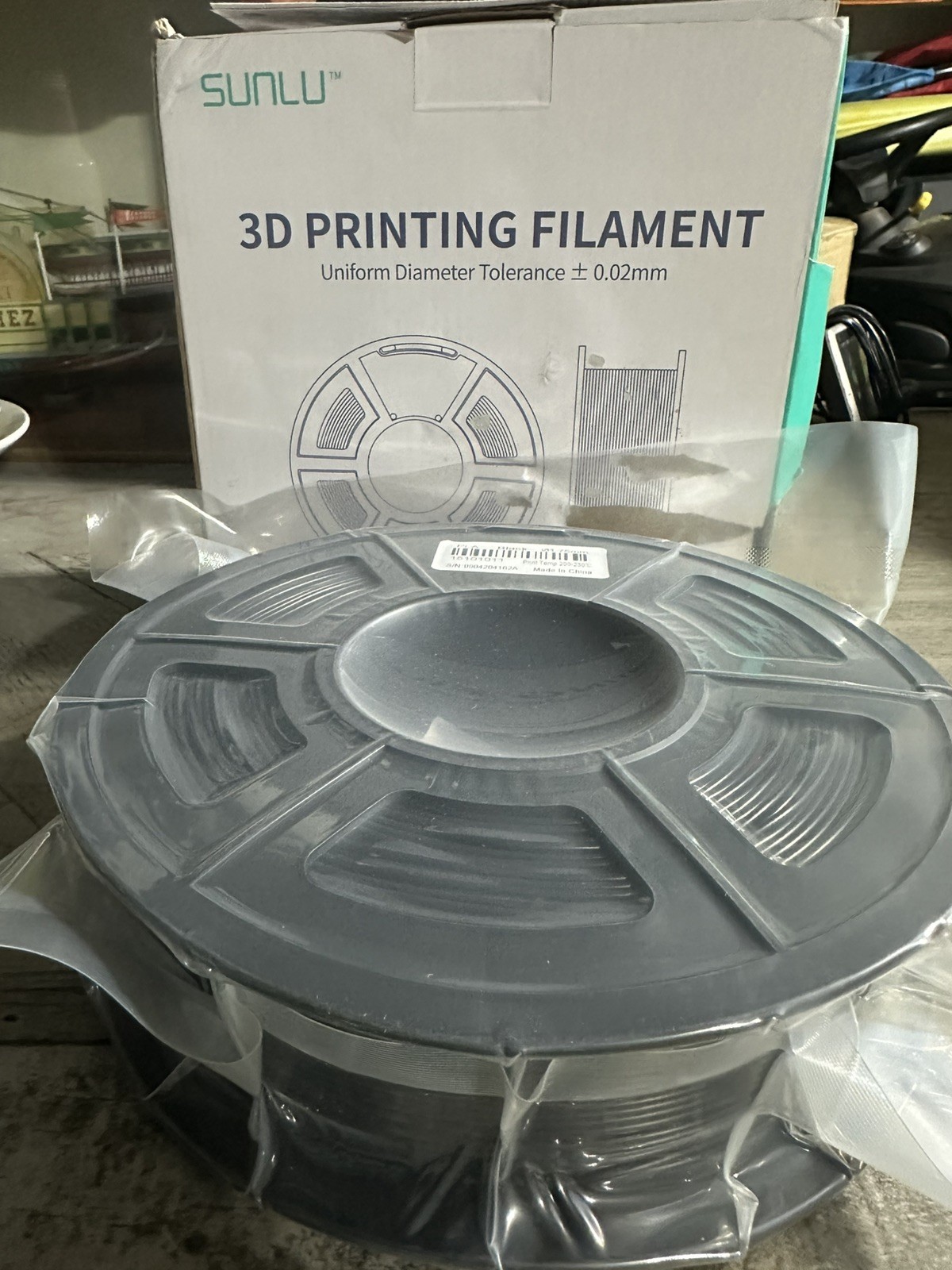 SUNLU PLA Black 3D Printer PLA Black Filament 1.75mm 0.02 mm, Fit Most FDM New