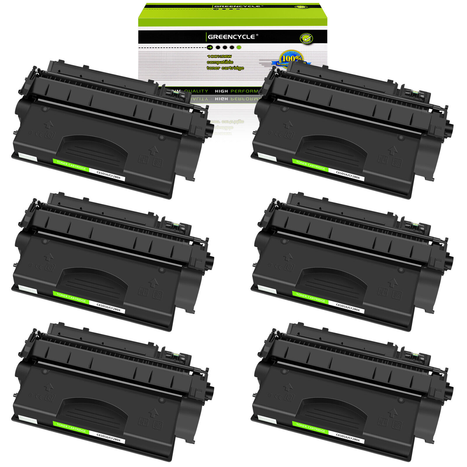 6PK CE505X 05X BK Laser Toner Cartridge For HP LaserJet P2050 P2055d Printer