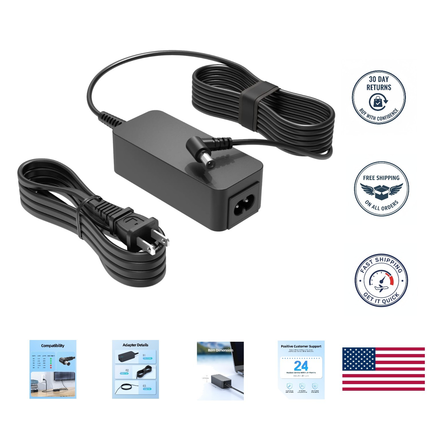 Lightweight 19V Power Supply Adapter for LG LED LCD Monitors 27-29 Inch