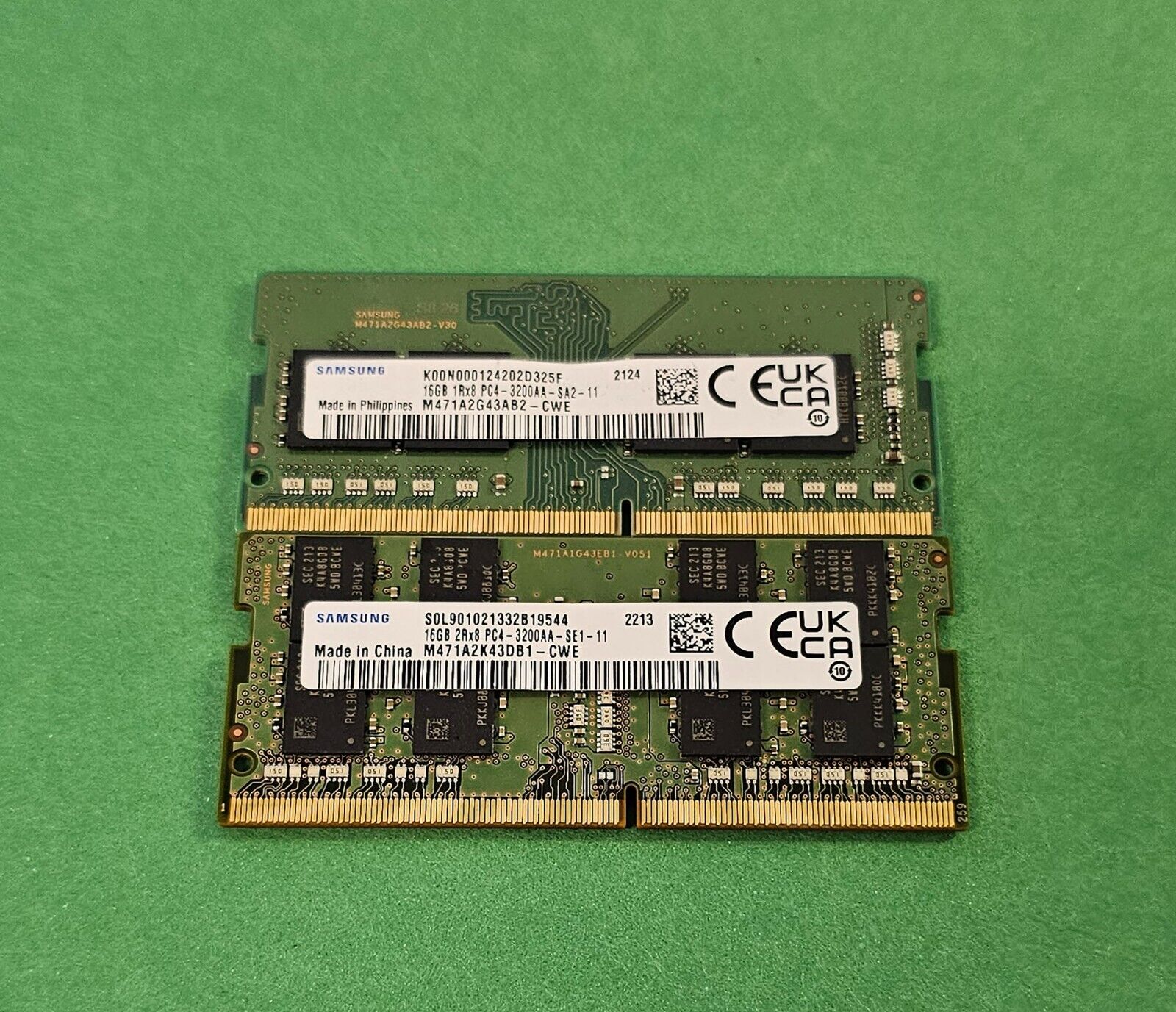 Lot of 2x 16GB Samsung M471A2K43DB1-CWE  PC4-25600 (DDR4-3200) Laptop RAM Memory