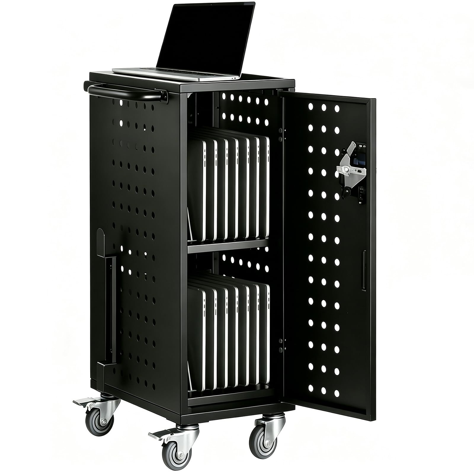 16-/32-Bay Lockable Chromebook Charging Cart Ventilated Mobile Charging Station