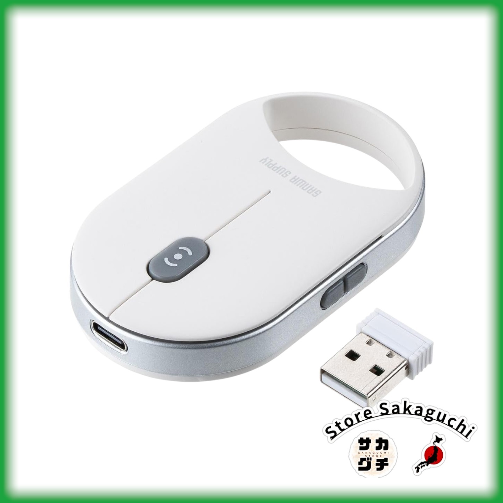 Sanwa Direct Ultra Slim Mini Bluetooth Mouse Silent 5 Buttons Rechargeable White