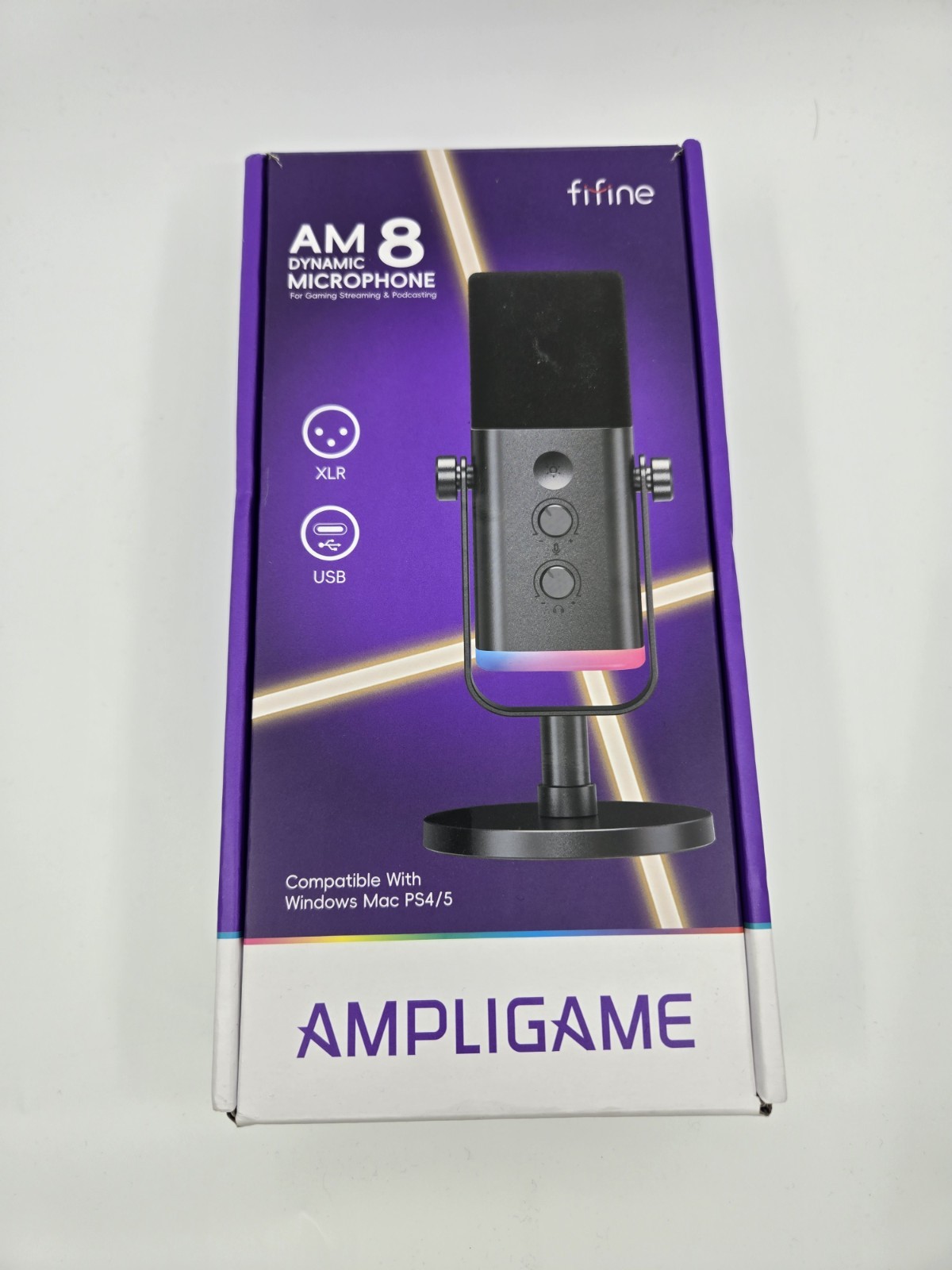 FIFINE Ampligame AM8 Dynamic USB/XLR Microphone Black Windows Mac PS4 PS5