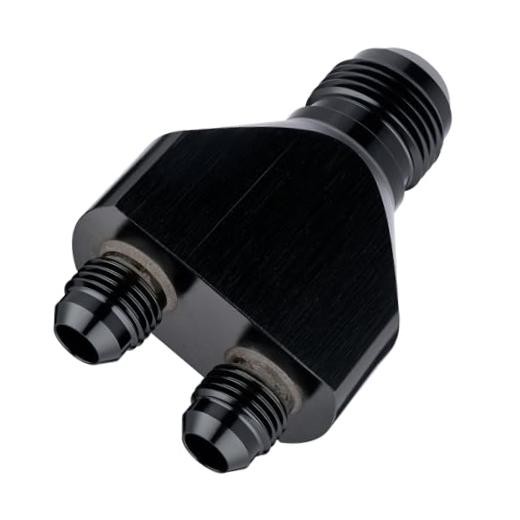 10AN Male to Parallel Exit Dual 6AN Male Y Block Fitting 10AN to 2 x 6AN